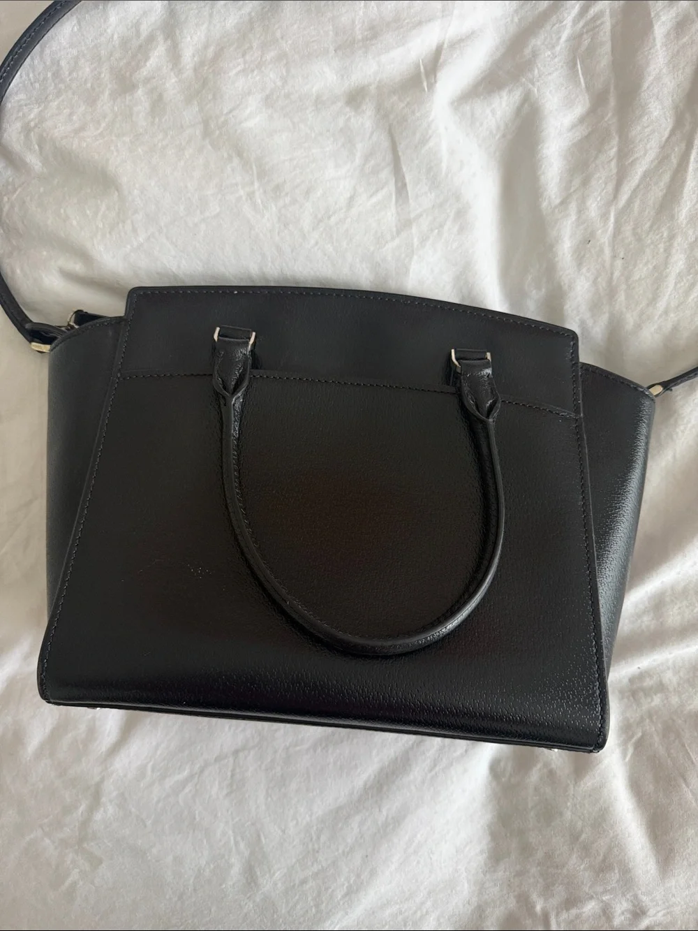 kate spade Black Pebbled Leather Satchel with Top Handles